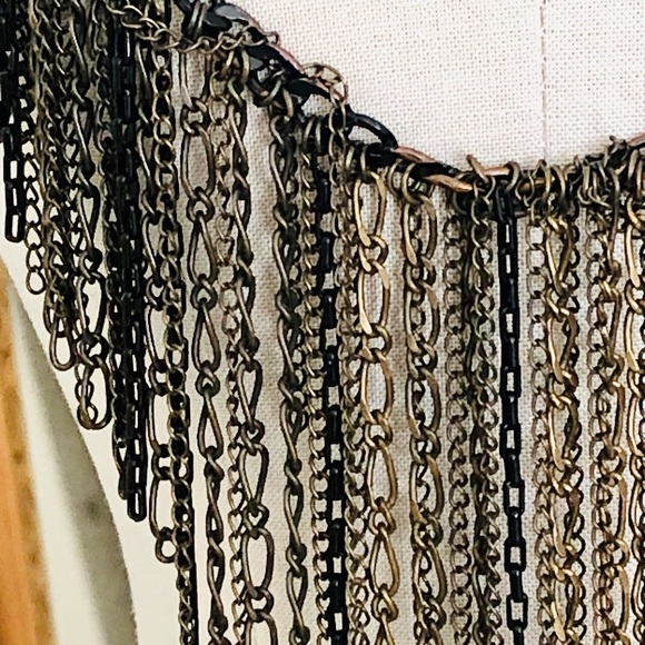 Vintage Fringe Chain Necklace & Modernist Wide Cuff Bracelet - Picture 7 of 16